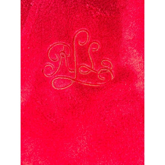 Lauren Ralph Red Plush Robe Bathrobe Monogram Logo Womens Size M Soft Cozy Shawl - Picture 6 of 7